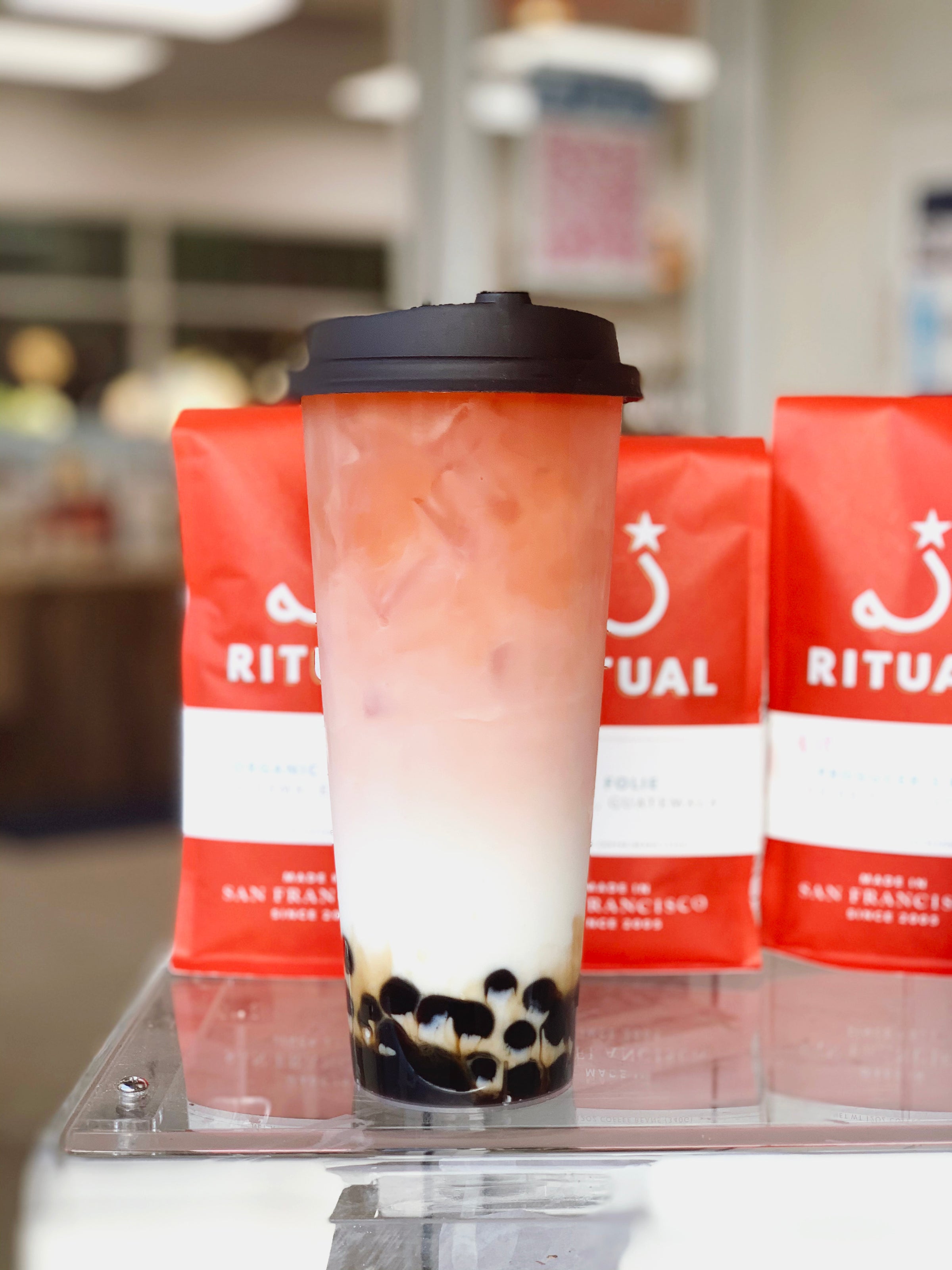 Peach Oolong Milk Tea | Jiaren Cafe: Coffee, Tea, Events